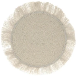 Placemat Palm Fibre Fringed White