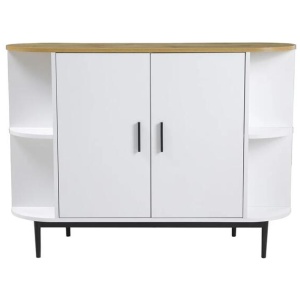 Polish 2-Door Buffet Unit Sideboard Storage Cabinet - White/Natural