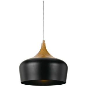 Polk Modern Pendant Hanging Lamp Light Metal Black Oak Nickel