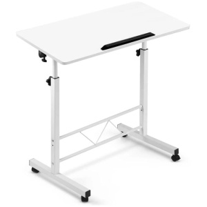 Portable Mobile Laptop Desk Notebook Computer Height Adjustable Table Sit Stand Study Office Work White