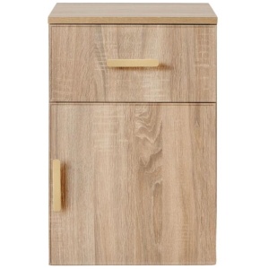 Porto Bedside Table - Natural Oak - Slim - Oval Brass