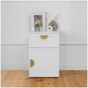Porto Bedside Table - White - Hamptons - Half Moon Brass