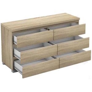 Porto Chest of 6-Drawer Lowboy Sideboard Storage Cabinet - Light Sonoma Oak