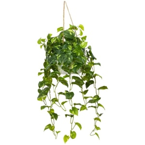 Pothos Bush Artificial Fake Hanging Planter 104cm Decorative W/ Rope - Green