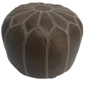 Pouffe Industrial Vintage Leather Round Foot Stool Ottoman brown