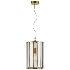 Pratt Modern Pendant Hanging Lamp Light Glass Solid Brass Antique Brass Clear