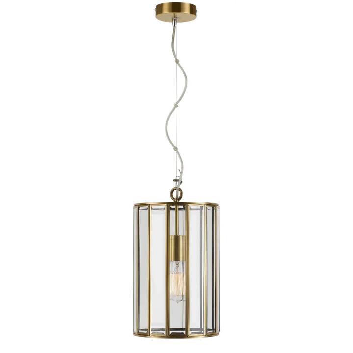 Pratt Modern Pendant Hanging Lamp Light Glass Solid Brass Antique Brass Clear