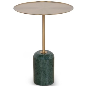 Pravina 45cm Brushed Gold Side Table - Green Crystal by Interior Secrets - AfterPay Available