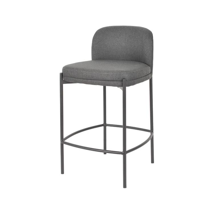 Primo Fabric Modern Kitchen Counter Bar Stool Metal Legs 67cm Charcoal