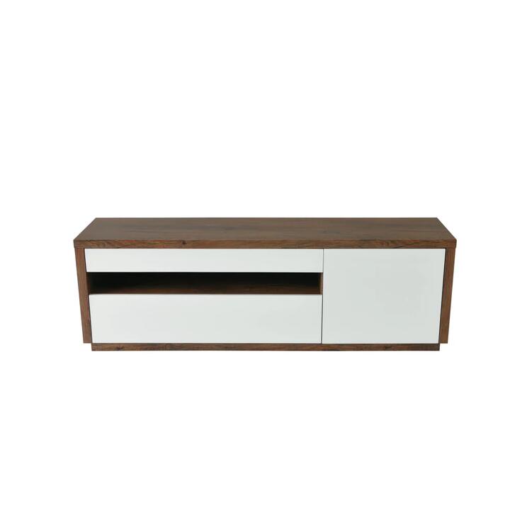 Queenie TV Stand Cabinet Entertainment Unit 1.68m - Antique Oak / High Gloss White