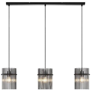 Quilo Contemporary Pendant Hanging Lamp Light Metal Glass Black Smoke Matte