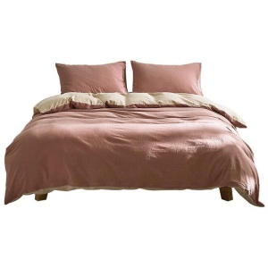 Quilt Cover Set Cotton Duvet Double Red Beige