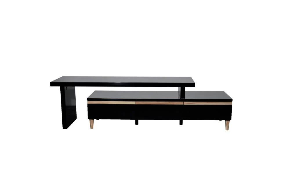 Rachael Extendable TV Stand Cabinet Entertainment Unit - Black