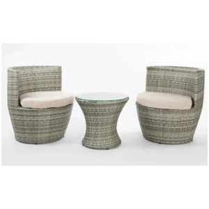 Ralf 3Pcs Outdoor Rattan Furniture Set 2 Chairs & 1 Table Wicker Stackable