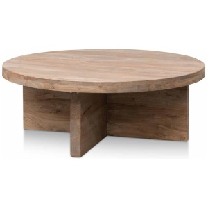 Ramona 100cm Round Coffee Table - Natural - Thick Base by Interior Secrets - AfterPay Available