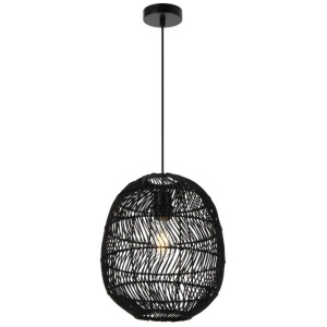Rana Modern Pendant Hanging Lamp Light Metal Rattan Black