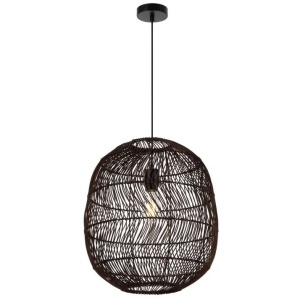 Rana Modern Pendant Hanging Lamp Light Metal Rattan Black Brown