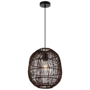 Rana Modern Pendant Hanging Lamp Light Metal Rattan Brown Black