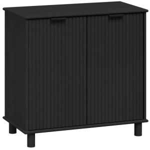 Randy 2-Door Sideboard Cupboard Storage Cabinet Woodgrain Black