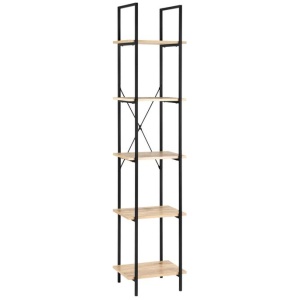 Randy 5-Tier Narrow Bookcase Display Shelf - Oak/Black
