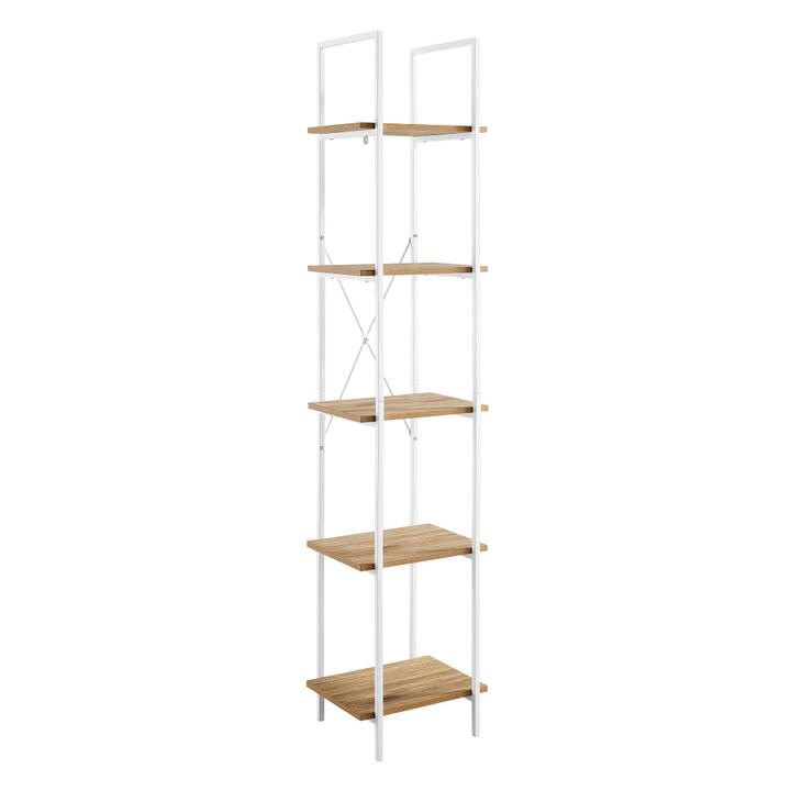 Randy 5-Tier Narrow Bookcase Display Shelf - Oak/White