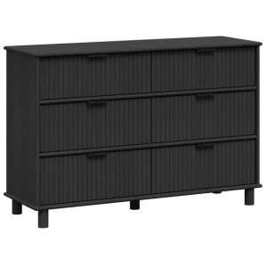 Randy Chest Of 6-Drawer Dresser Storage Cabinet Woodgrain Black