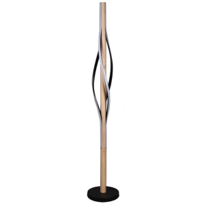 Randy Sleek Curvy LED Standing Floor Light Lamp Black/Wood