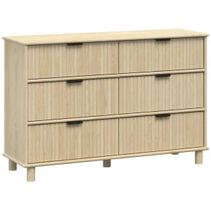 Randy Swedish Wooden Chest Of 6-Drawer Dresser Storage Cabinet Oak