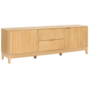Raul Wooden Lowline TV Stand Entertainment Unit 180cm 2-Doors 2-Drawers Oak