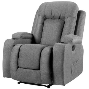Recliner Chair Electric Massage Chair Fabric Lounge Sofa Heated Grey