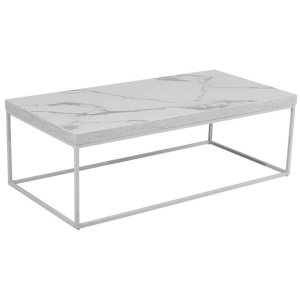 Rectangular Coffee Table W/ Marble Effect - White