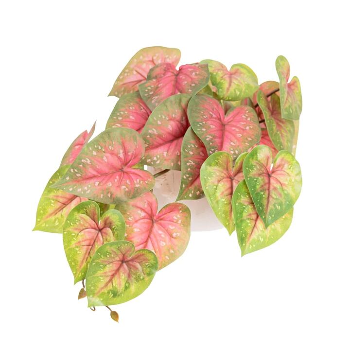 Red Caladium Bush 46cm Artificial Faux Plant Decorative In Pot
