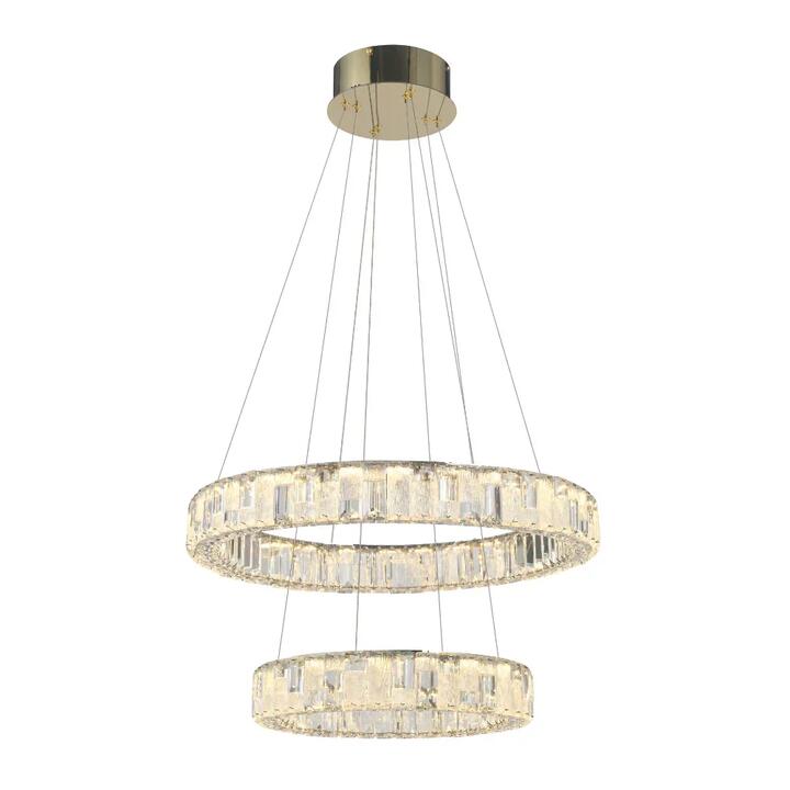Rias Modern Pendant Hanging Lamp Light Crystal Stainless Steel Gold Gloss