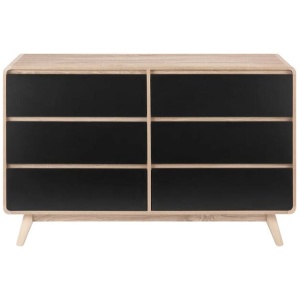 Robin Mid Century Chest of 6-Drawers Dresser Storage Cabinet - Black
