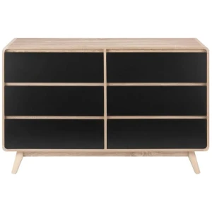 Robin Mid Century Chest of 6-Drawers Dresser Storage Cabinet - Black