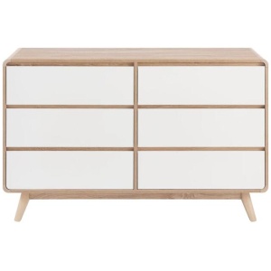 Robin Mid Century Chest of 6-Drawers Dresser Storage Cabinet - White