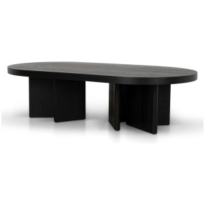 Roshan 1.3m Pill Shape Coffee Table - Textured Espresso Black by Interior Secrets - AfterPay Available