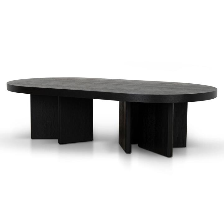 Roshan 1.3m Pill Shape Coffee Table - Textured Espresso Black by Interior Secrets - AfterPay Available