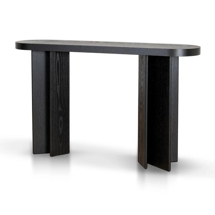 Roshan 1.3m Pill Shape Console Table - Textured Espresso Black by Interior Secrets - AfterPay Available