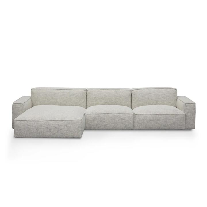 Roshil Left Chaise Fabric Sofa - Fog Grey by Interior Secrets - AfterPay Available
