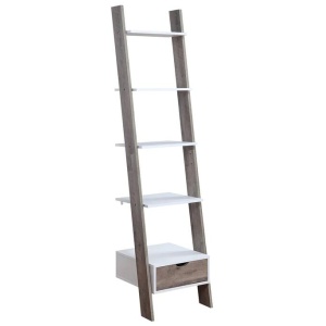 Roth 5-Tier Wooden Ladder Bookcase Display Shelf Unit White/Grey