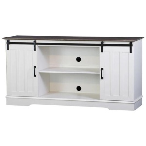 Rothan Scandinavian TV Stand Entertainment Unit 140cm W/ Sliding Door - White & Washed Grey