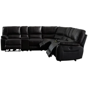 Round Corner Sofa Genuine Leather Dark Brown Electric Recliner 2x Cup Holders