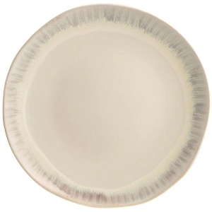 Round Platter Stoneware Grey Rim