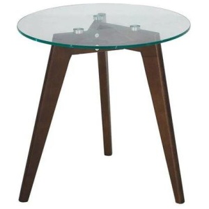 Round Side Table - Glass Top - Dark Oak