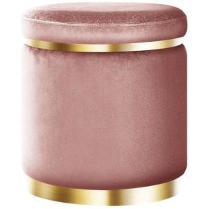 Round Velvet Foot Stool Ottoman Foot Rest Pouffe Padded Seat Pouf Bedroom Pink