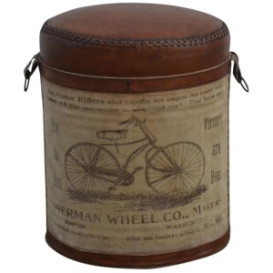 Round Vintage Rustic Bicyle Foot Stool Ottoman