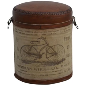 Round Vintage Rustic Bicyle Foot Stool Ottoman