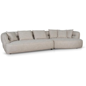 Rowe Right Chaise Sofa - Pale Beige by Interior Secrets - AfterPay Available