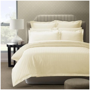 Royal Comfort 1200 Thread count Damask Stripe Cotton Blend Quilt Cover Sets Queen Pebble